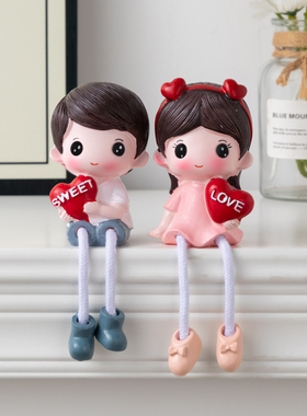 现代简约客厅玄关电视柜墙面装饰C品可爱卡通吊脚娃娃玩偶小摆件