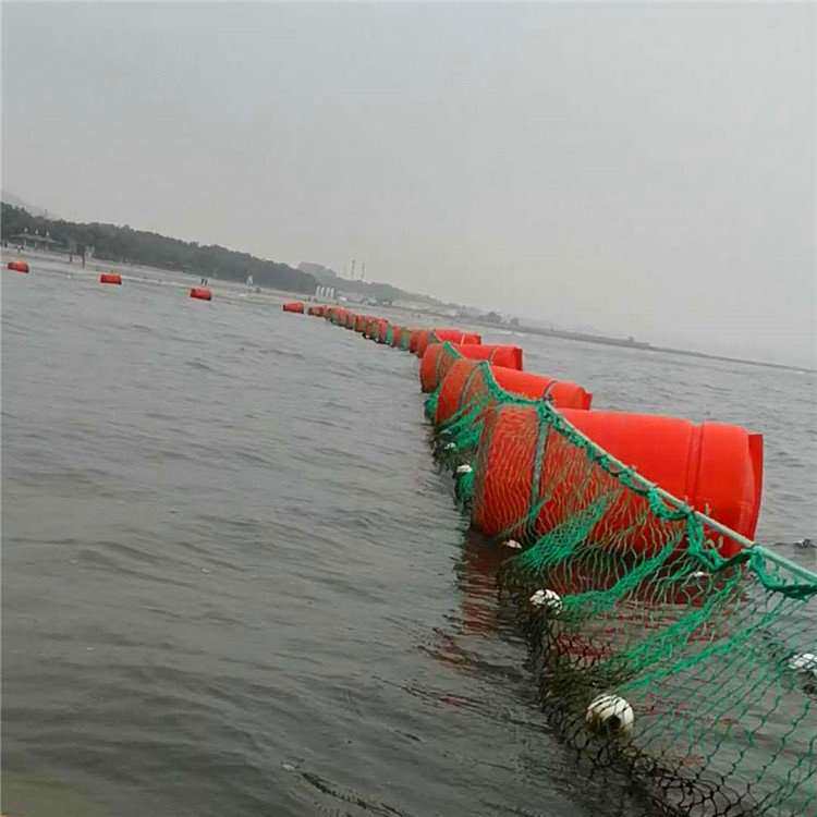 库区防侧翻拦漂排海蜇拦截网浮桶 河道水草拦污浮条