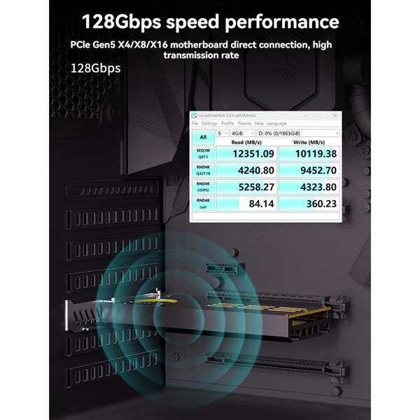 1套 颜色：黑色 材质：PCB+金属 PCI-E5.0转2.0NVME扩展卡 高速扩