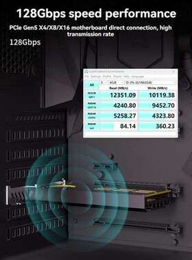 1套 颜色：黑色 材质：PCB+金属 PCI-E5.0转2.0NVME扩展卡 高速扩