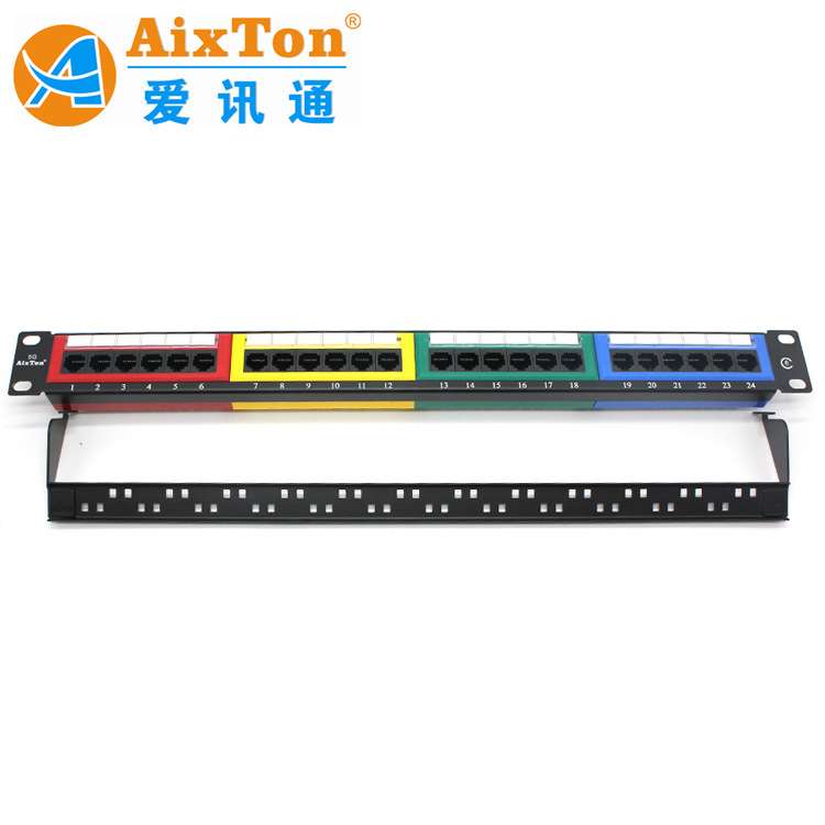 AixTon超五类24口网络配线架 CAT5e 非屏蔽配线架 四彩工程配线架图片