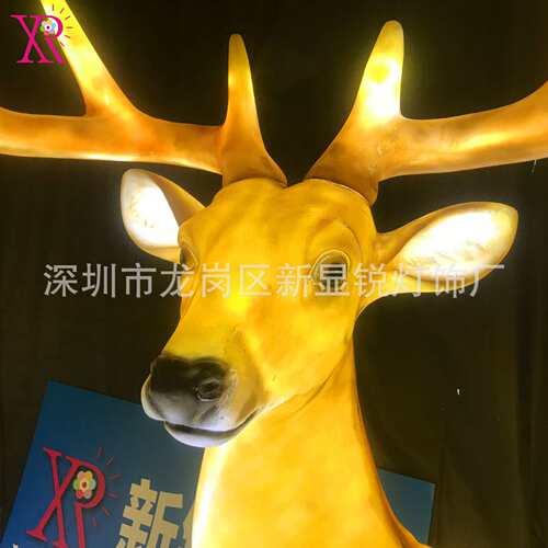户外场地布置树脂玻璃钢产品LED麋鹿造型灯景观美陈商业春节亮化