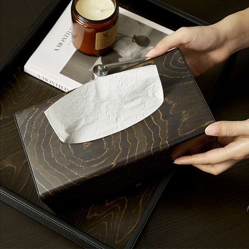 中古风高档纸巾盒客厅前台电视柜茶几桌面抽纸盒轻奢家用置物盒子