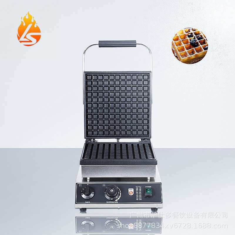 单片格子华夫炉可颂饼窝夫双面加热华夫饼机商用电热整版蜂窝饼机