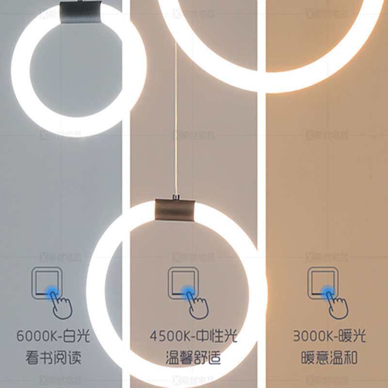 楼梯客厅复式长吊灯公寓别墅酒店现代简约拉环北欧灯饰全屋家用