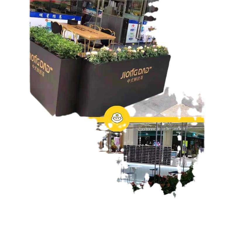 室外花箱组合隔断咖啡店可白色长方形铁艺广场围栏奶茶店花箱