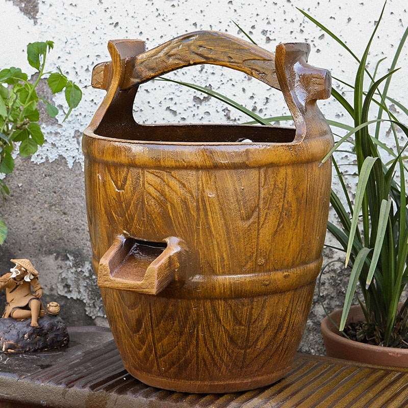 全套鱼池生态陶瓷摆件陶罐古法鱼缸循环水养鱼流水瀑布Z过滤器造