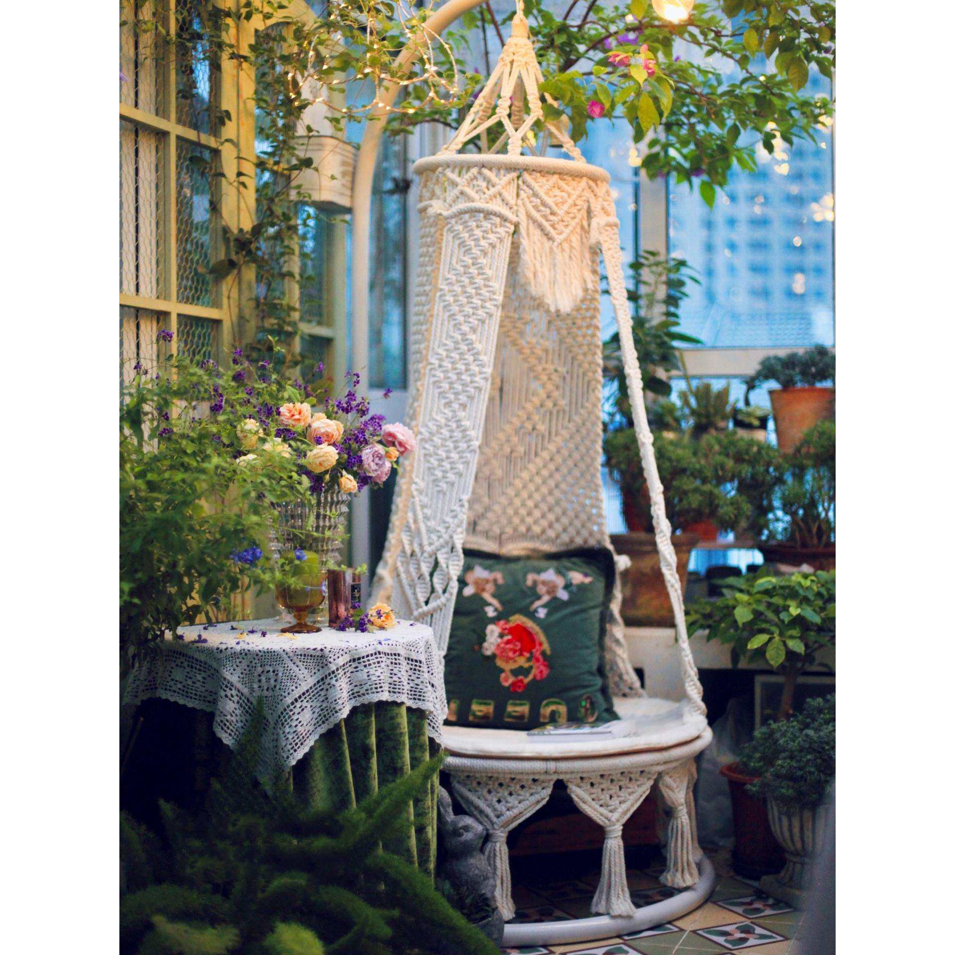 厂家直销手工编织绳编流苏吊椅吊篮波西米亚阳台秋千民宿家居吊床