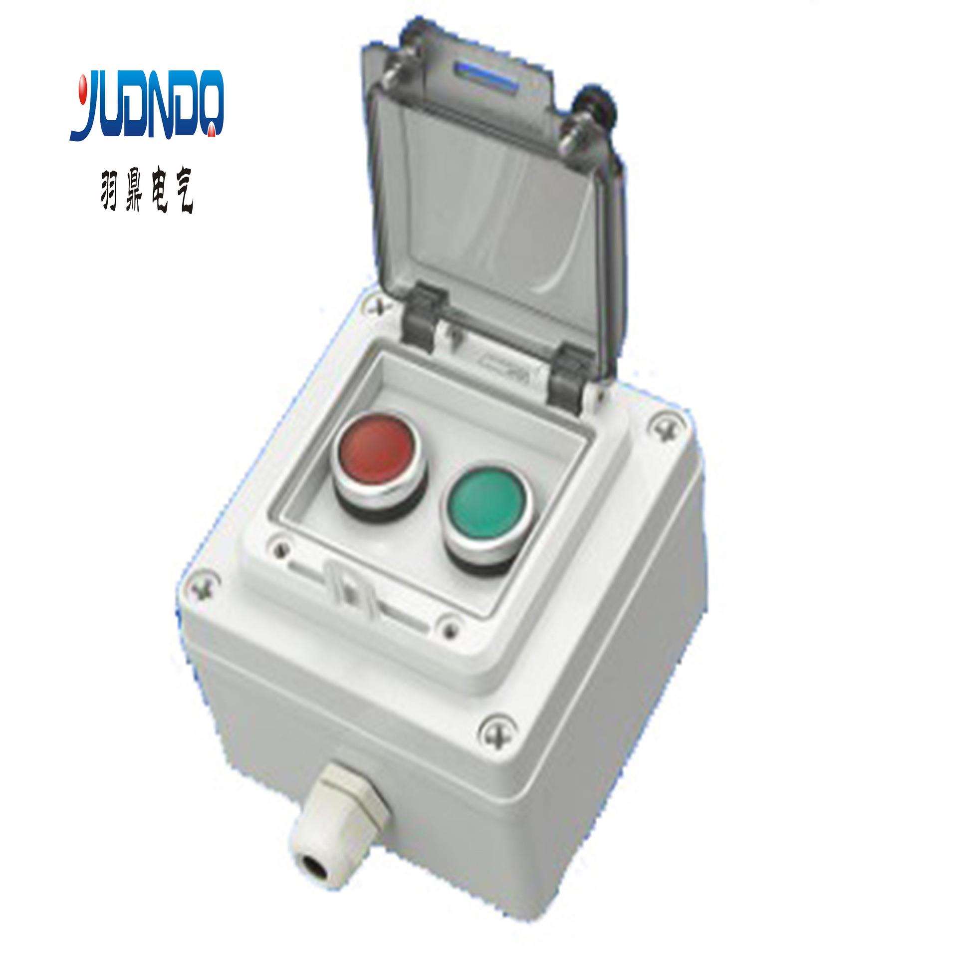供应两位带可视窗罩信号灯盒 塑料ABS防护按钮盒 户外电机启停盒