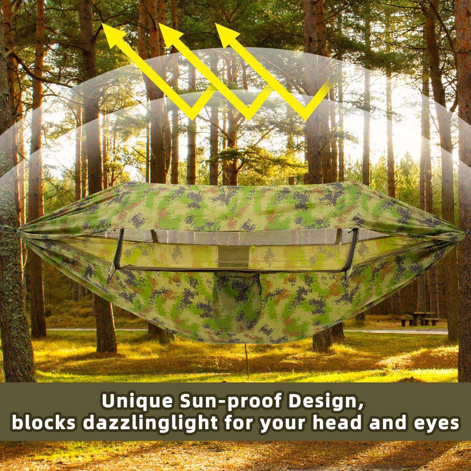 Temu防蚊吊床成人尼龙秋千加宽蚊帐吊床户外露营遮阳篷290*140