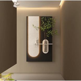 清新水培绿植艺术玄关走廊尽头立体入户砂岩壁灯装饰画挂画