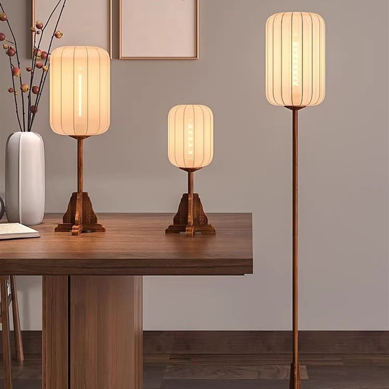 中式落地灯古典禅意茶室古风书房客厅卧室床头灯中V国实木复古台
