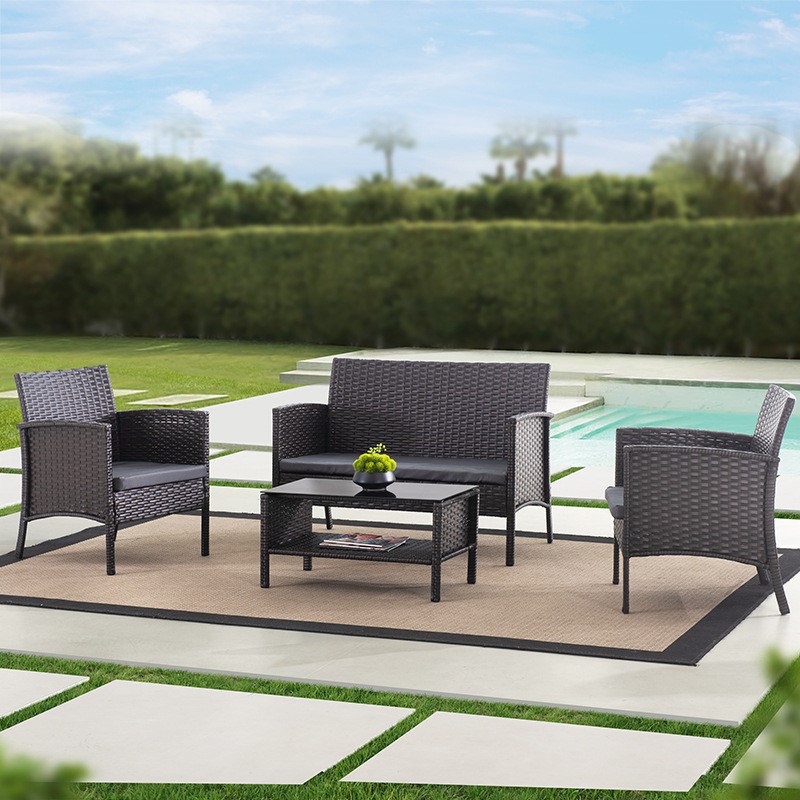 户外家具简约藤沙发花园露天y庭院藤编阳台铁艺沙发组合家用商用