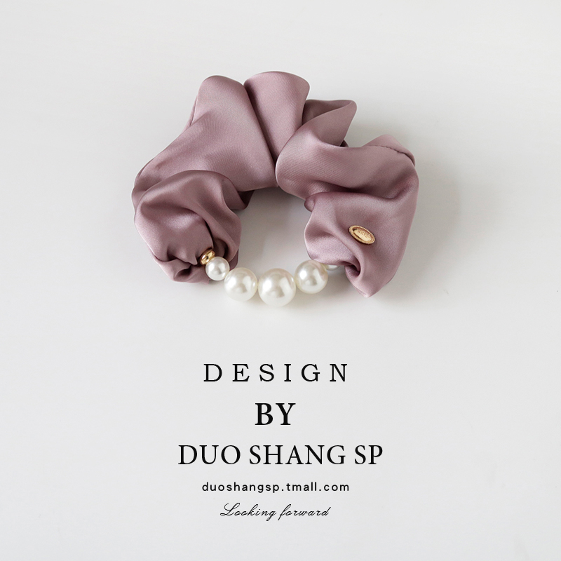 法式珍珠大肠发圈头绳女名媛风皮筋高级感头N花气质绑马尾缎面发