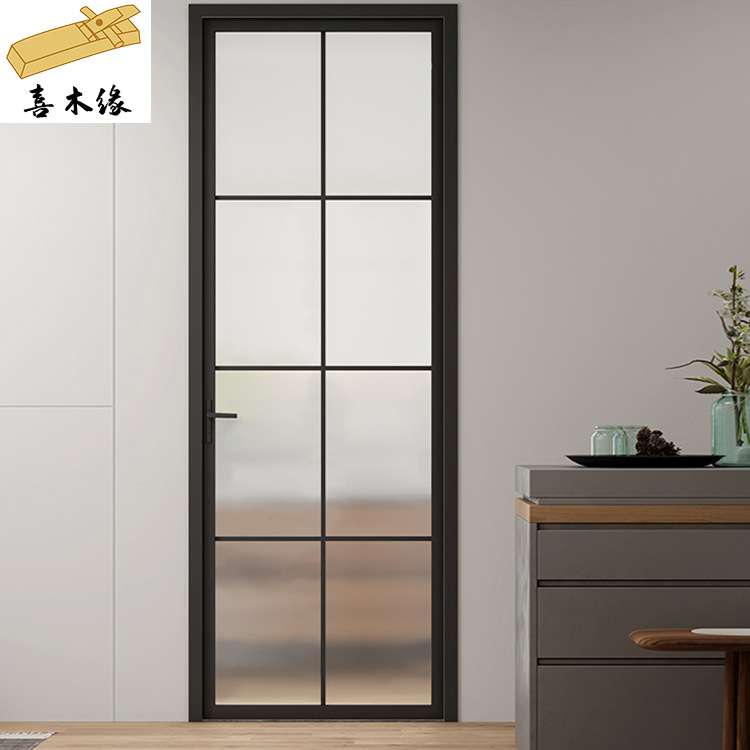 木门卫生间门厕所门厨房门平开透明磨砂玻璃门极窄边框合金门