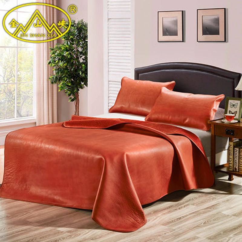 金山峡头层牛皮席1.8米水牛皮凉席子真皮古法清水1U.5m加厚三件套