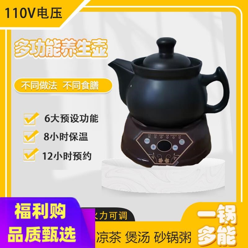 110V陶瓷煎药壶台湾中药电煎壶A熬药罐煲汤锅大容量美规全自动出