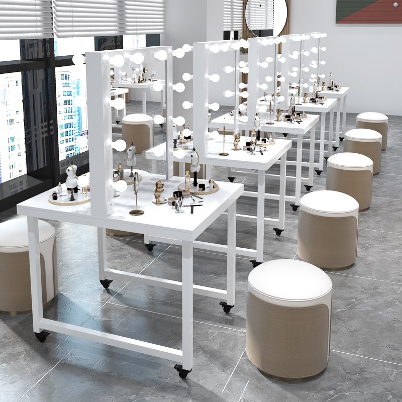 带灯双面c化妆镜台学校专用工作室摄影楼剧院化妆间美妆镜子可移