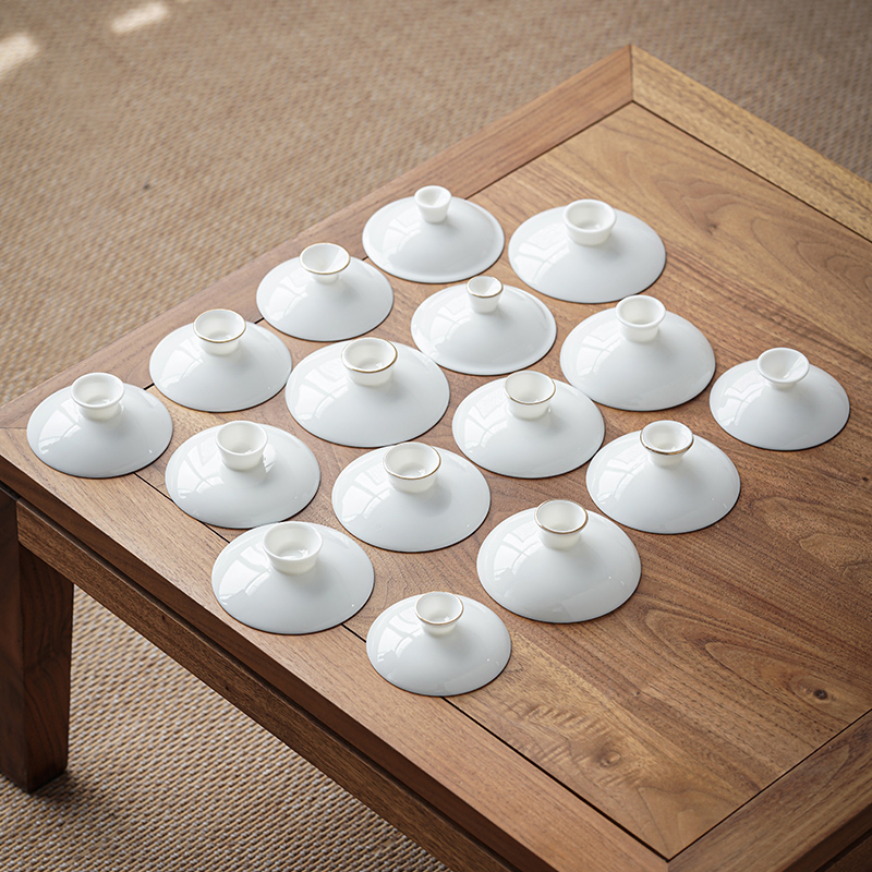 羊脂玉三才茶h碗茶杯零配白瓷盖碗盖碗盖子单盖子盖子配盖陶瓷