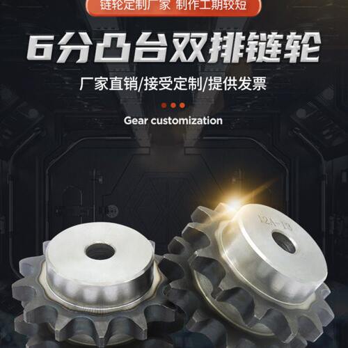 6分双排链条链轮12a机械传动齿轮双链轮带台牙轮加工定做链条轮