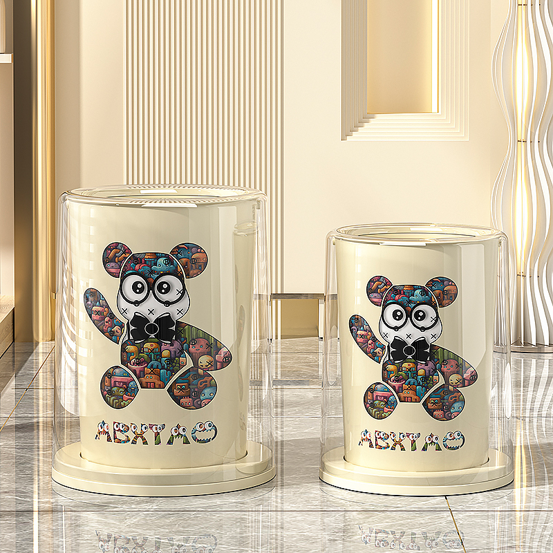 奶油风垃圾桶家用2024新款大容量客厅卧室厨O房卫生间厕所桌面纸