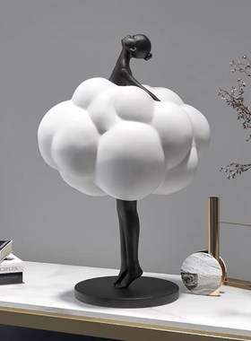 北欧创意云朵女孩人物雕塑树脂摆件客H厅酒柜玄关样板间家居装饰