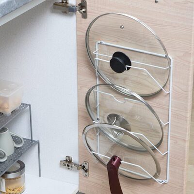 三层锅盖架挂壁式收纳架厨房置物架菜板放置架橱柜门放煲盖的架子