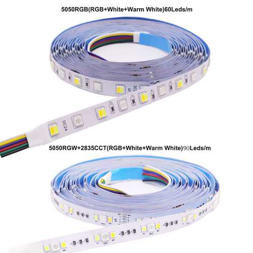 RGBWW七彩灯带RGBCW五合一RGBCCT五路LED氛围防水高亮5050灯条12V