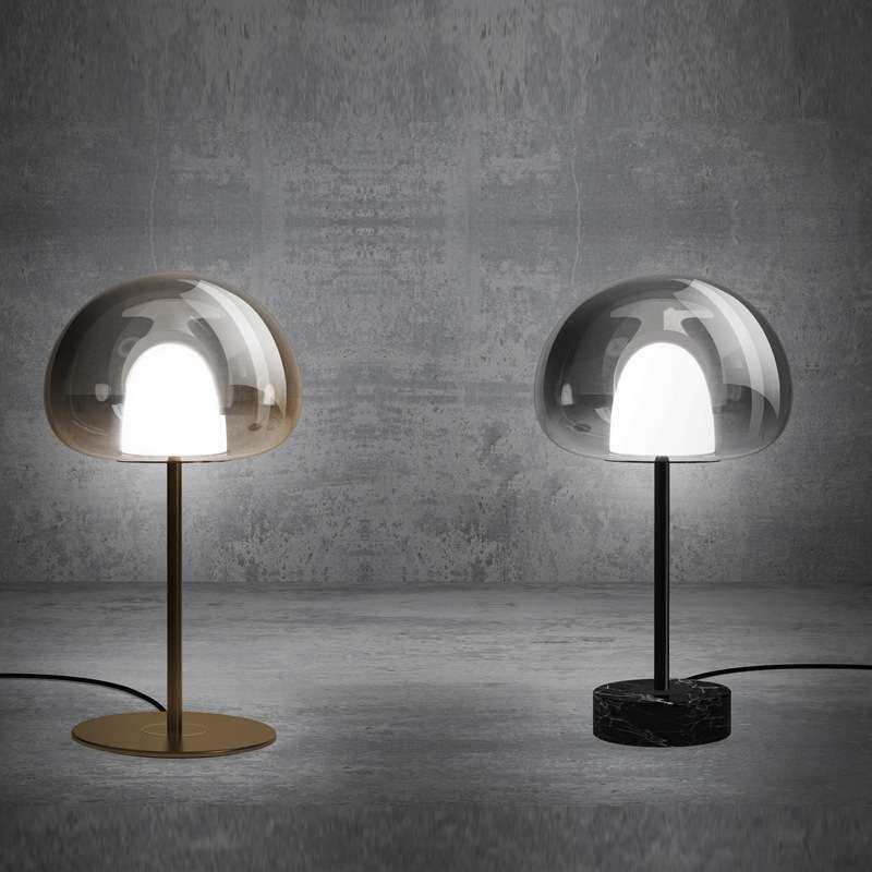 北欧设计感客厅装饰沙发台灯现代简约儿童房卧室床头蘑菇玻璃台灯