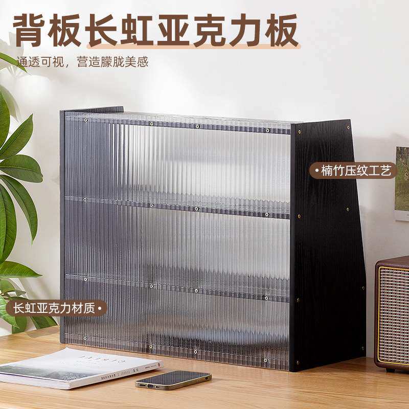 台面书柜置物架多功能桌面简易收纳储物柜客厅一体组合柜带门书架