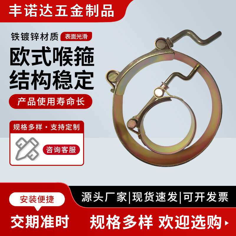 欧式喉箍厂家供应水管不锈钢固定卡子汽车重型紧固铁镀彩锌抱箍