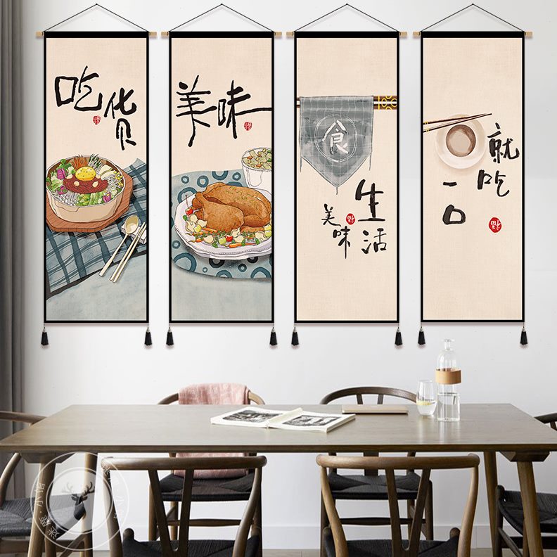 餐厅日式ins小清新民宿挂画美食背景布艺酒店改造装饰画挂毯商用图片