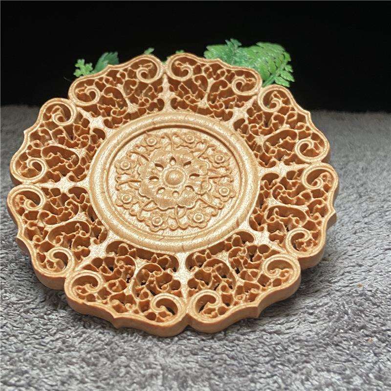 黄杨木黑檀木雕刻家居茶桌茶杯垫茶托茶盘装饰品小摆件创意工艺品