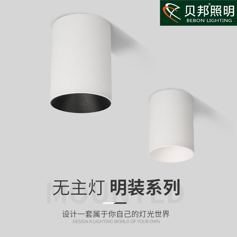 明装筒灯射灯led天花灯免开孔家用圆形吸顶式玄关走道卧室无主灯
