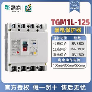 天正漏电保护断路器TGM1L 3N300A三相四线100A125A塑壳漏保 125L