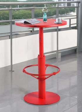 工厂直销复古铁艺吧台桌客厅民宿奶茶店创意圆形红色休闲桌咖啡桌