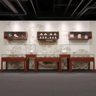实木玻璃中式复古珠宝首饰玉器展示柜台博物馆文玩古董饰品柜