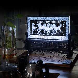 八骏图水晶内雕水晶工艺品开业送礼周年庆典摆件 办公室 家居摆件