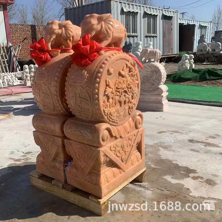 大门口石鼓雕刻厂 做旧石头抱鼓制作价格 古建石鼓墩图案大全