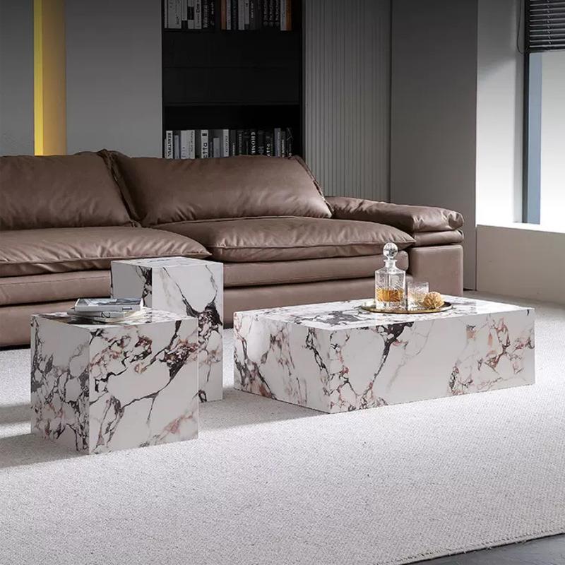 高端岩板茶几轻奢意式现代简约极简客厅家用长方形大理石自由组合