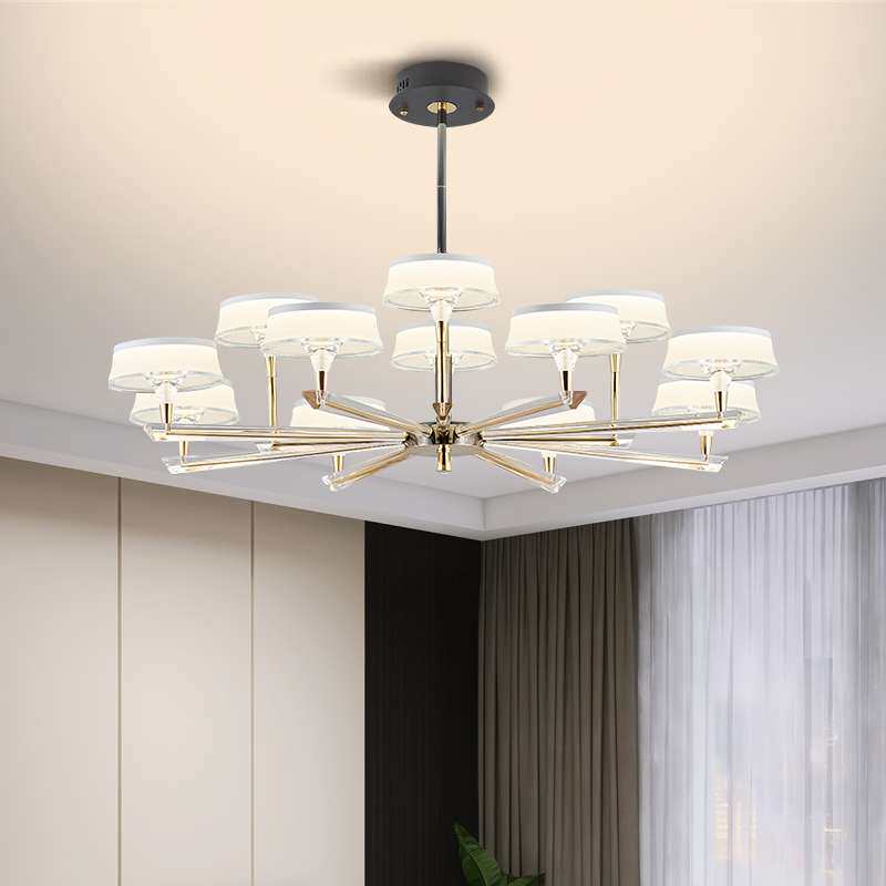 客厅护眼吊灯感轻奢水晶灯主卧室现代极简约餐厅长形灯具套餐