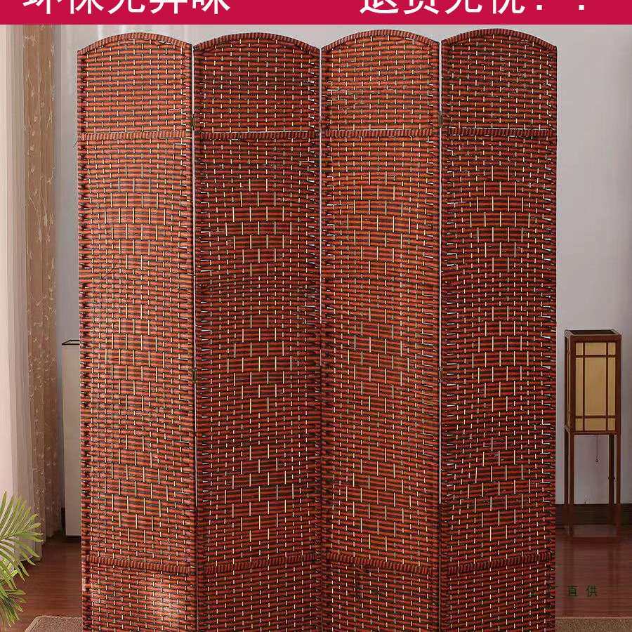草编屏风隔断客厅实木藤编折叠移动饭店酒店卧室玄关中式现代简约