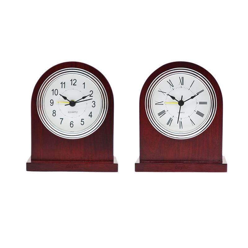 实木台面闹钟高档创意石英小台钟酒店床头闹钟
