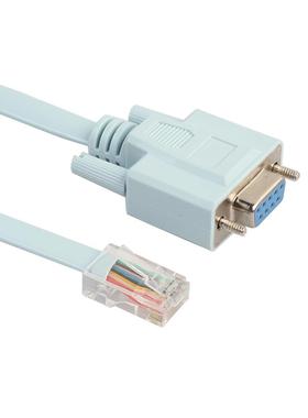 蓝色扁平全铜线路由器交换机调试RJ45公转DB9母1米5连接线