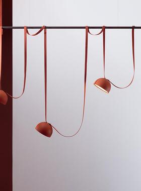 设计师个性橙色三头帆布餐厅吊灯极简意大利吧台创意北欧艺术前台