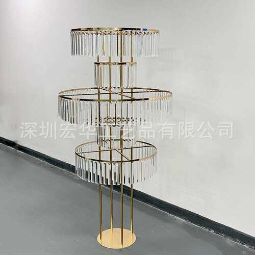 跨境婚礼亚克力水晶落地花架酒店婚礼主桌舞台签到处金属路引摆件