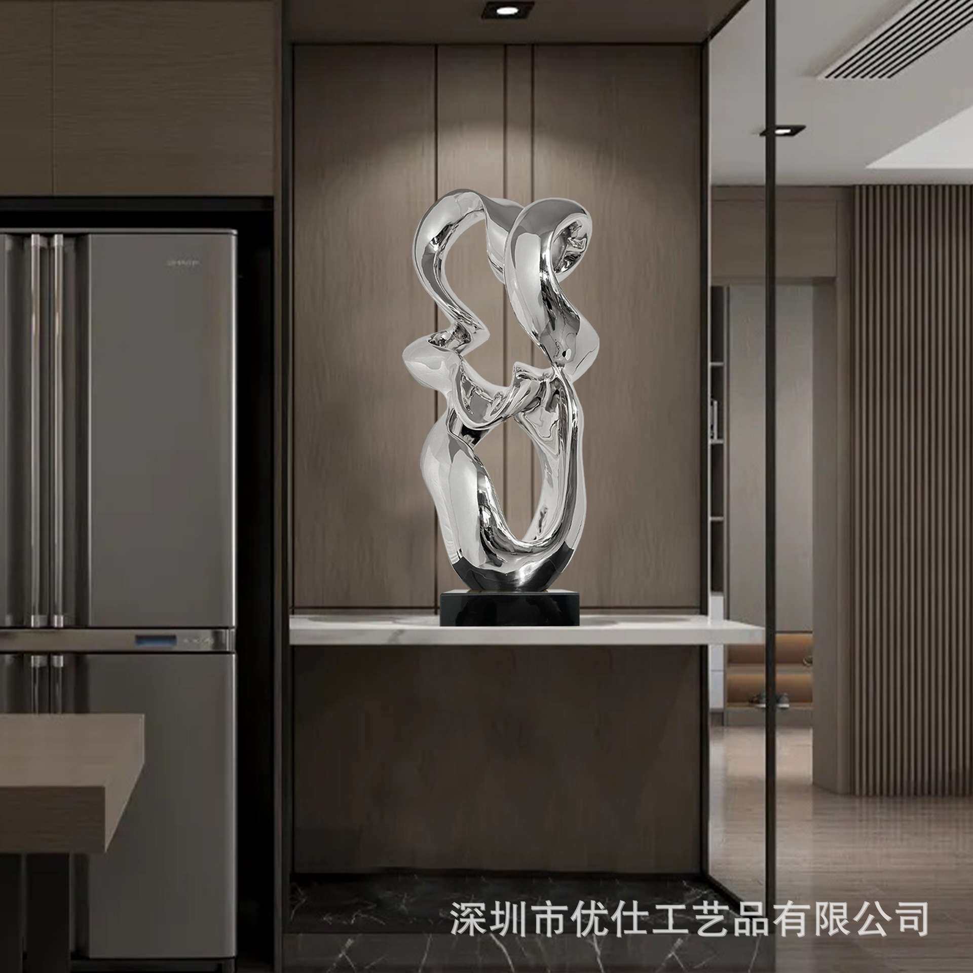 畅顺抽象树脂雕塑玄关装饰品客厅落地摆件样板间软装酒店大堂摆设