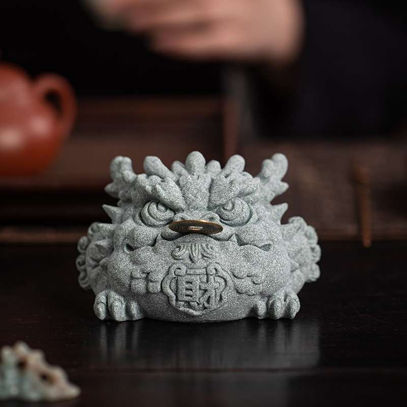 国潮三足招财金蟾茶宠摆件创意七星连珠龙蟾可养茶桌茶盘茶台装饰