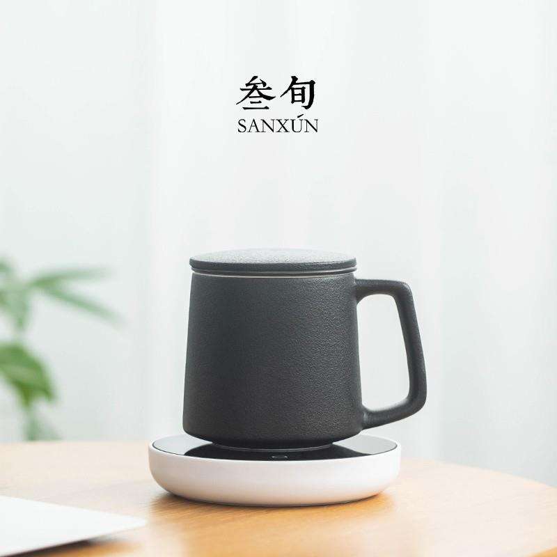 叁旬电热恒温杯垫加热器办公室泡茶杯触控保温55度底座陶瓷马克杯