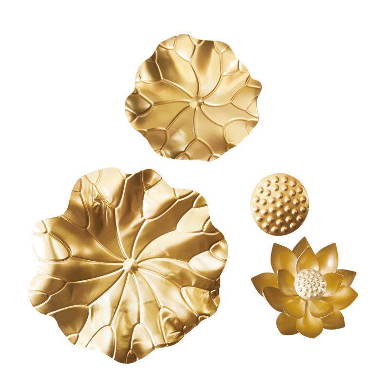 现代莲花墙饰金属荷花壁饰软装壁挂铁艺荷叶墙面装饰挂件餐厅客厅
